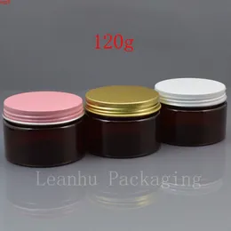 50pcs120g DIY 빈 플라스틱 서 리 낀 애완 동물 항아리, 갈색 컬러 크림 컨테이너 마스크 항아리 골드 / 핑크 화이트 금속 모자, 도매 수량