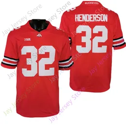 Jerseys de futebol 2021 New Ohio State Buckeyes Jersey de futebol 32 Treveyon Henderson NCAA College Red Size Youth Adult Adult