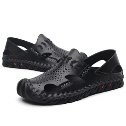 Sandalen Mode Sommer Damen Schwarz Braun Leder Sandy Beach Sandale Neue Herrenschuhe Größe 38-44 Code: 92-176623