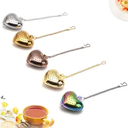Heart Shaped Tea Infuser Spoon Strainer Stainless Steel Tea Infusers Teaware Kitchen Accessories RRB12792
