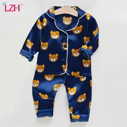 LZH Höst Barnkläder Toddler Boys Pyjamas sätter 2PCs kostym sommar barnkläder för tjejer Casual homewear 211109