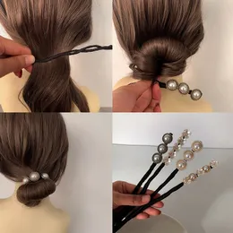 Fashion Pearl Flower Hairpins for Women Girls Updo Hair Bun Maker Clips Salon Make Up Hairs Accessories