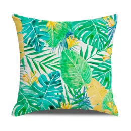 Cushion/Decorative Pillow Tropical Plants Cushion Cover Flamingo Pattern Durable Poly Linen Green Leaves Decorative Pillowcase Sofa Throw