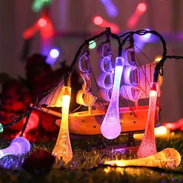 庭の装飾雨滴50 LEDソーラーランプのひもライト屋外防水クリスマスライト芝生コートヤードバルブパーティーの装飾