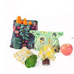 NEWZero Waste Reusable Beeswax Cloth Wraps Food Bags Sandwich fruit keeping Fresh Bag Bees wax wrap plastic RRE11435