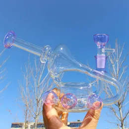 Kliein Recycler Dab Rigs Golhehs Fumaça de fumaça de copos grossos Bongos de água de vidro de vidro de vidro de vidro de vidro Base de copo com tigela de 14 mm