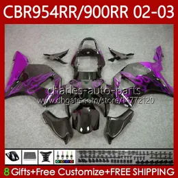 Kit corpo per HONDA CBR954-RR CBR900RR 2002-2003 Carrozzeria 61No.136 CBR954RR CBR954 CBR900 CBR 900 954 RR CC 900CC 2002 2003 CBR 954RR 900RR Fiamme viola 02 03 Carene