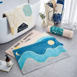 Modern Flannel Bathroom Mat Soft Thicken Bath Carpets Rugs Multi-sizes Toilet Rugs Absorbent Kitchen Floor Mat Doormat
