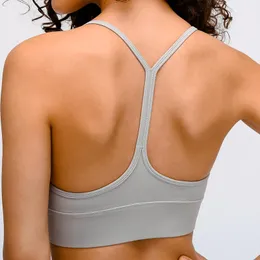 Sexig Y-Type Förlängning Verison Padded Gym Workout Bras Kvinnor Naken-Feel Fabric Vanlig Sport Yoga Fitness Crop Tops Outfit