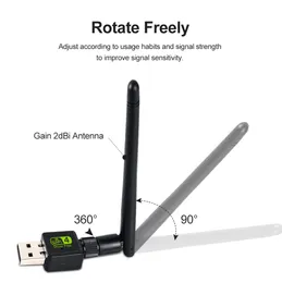 USB WiFiアダプターアンテナWIFI4アダプターカード2.4G 5.8Gデュアルバンドアンテナ802.11イーサネットドングルMT7601 PCデスクトップラップトップ用の無料のドライバ