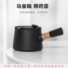 Set da tè Kungfu in ceramica singola con filtro per uso domestico semplice e moderno con manico laterale in ceramica nera che fa personalità