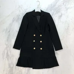 21ss designer women Autumn Black/White Blazer Dress Designer Lapel Neck Long Sleeves Metal Buttons Milan Runway Dresses