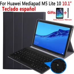 İspanyol Klavye Kılıfı için Huawei MediaPAD M5 Lite 10 10.1 BAH2-W09 W19 BAH2-L09 Kılıf Klavye Için Huawei M5 10.1 Kapak + Film + Kalem
