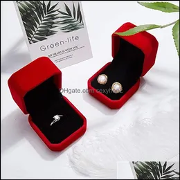 Jewelry Boxes Packaging & Display Square Ring Earrings Pendant Collection Organizer Holder Wedding Engagement Gift Box Cases Gwe11766 Drop D