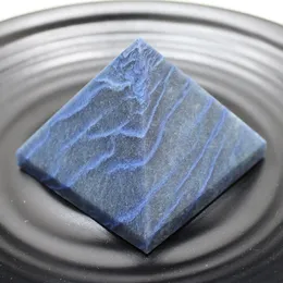 Natural Blue Dongling Jade Raw Stone Cutting Pyramid Ornament Healing Energy Crystal Mine Home Feng Shui Triangle