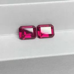 Meisidian 7x9mm 5a jakość Corundum Emerald Cut Laboratorium Czerwony Ruby Luźny Kamień H1015