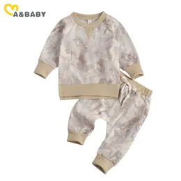 0-24m Vår Höst Toddler Född Spädbarn Baby Boy Kläder Set Tie Dye Långärmad Sweatshirt Byxor Casual Outfits 210515