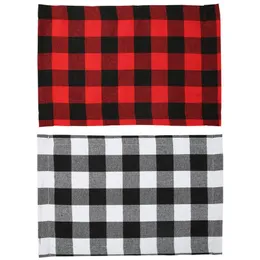 Buffalo Plaid Placemats Red and Black Table Runner for Home Holiday Christmas New Year Table Decorations