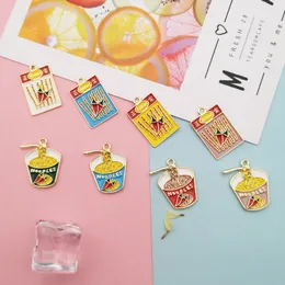 10st Drop Oil Snacks Metall Charms Spicy Strips Instant Noodles Enamel Pendants Armband Örhängen för smycken DIY Tillbehör