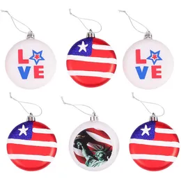 6PC Amerikan Bağımsızlık Günü Parti Süslemeleri ABD Bayrağı Boyalı Noel Topları Vatansever Asılı Topu
