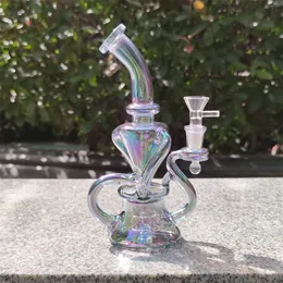 2021 Hookah Bong Vidro Dab Rig Multi Color Arco-íris Rainer Bongo de Água Dólar Tubos de Fumo de 9 polegadas Altura 14.4mm articulação feminina com quartzo Banger