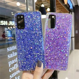 Bling Blitter Sequins Phone Case для Samsung A52 A72 A51 A71 A31 S20 Fe S21 S10 Plus Примечание 20 10 8 Мягкая твердая крышка цвета