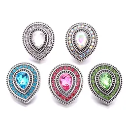 Rhinestone Gadget Clasps Water Drop 18mm Snap Button Charms för snaps DIY Smycken Findings Leverantörer Present