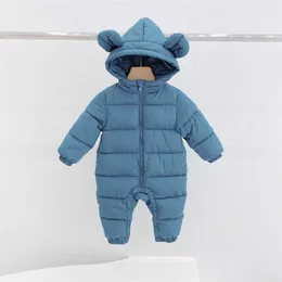 Baby Romper born Boys and Girls Hooded Onesies to Keep Warm Children's Cotton Clothing 211229