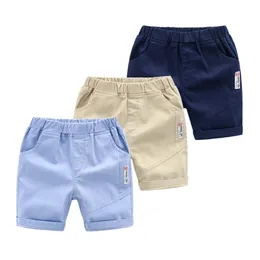 Sommar toddler pojke kort mode khaki shorts bomull solid färg casual hög midja byxor 3 färger barn bär för 2-7y 210723
