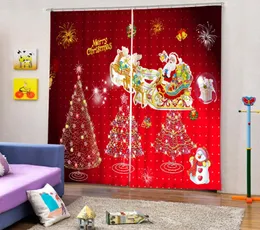 Curtain & Drapes Babson Red Snowman 3D Digital Printing DIY Advanced Custom Po