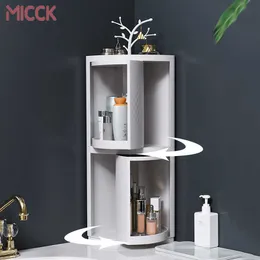 MICCK Plastic 360 Rotating Bathroom Kitchen Storage Rack Organizer Shower Shelf Kitchen Tray Holder Washing Shower Organizer 210705