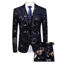 Flor Blue Mens Dress Suits Set Facking Casat Casat Wedding Slim Fit for Men Groom Tuxedos 6xl 5xl Blazers masculinos