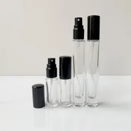 100 pçs / lote 10ml frascos de perfume claros de vidro grosso com atomizador de alumínio caso cosmético vazio para uso de viagens