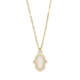 fatima's necklace paved white fire opal stone turkish hamsa hand chain collar