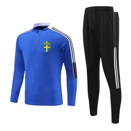 Sverige Fotboll Vuxen TrackSuit Training Suit Football Jacket Kit Track Suits Kids Running Sats Logo Anpassa