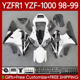 Corpo moto per YAMAHA YZF R 1 1000 CC YZF-R1 YZF-1000 98-01 Carrozzeria 82No.20 YZF R1 YZFR1 98 99 00 01 1000CC YZF1000 1998 1999 2000 2001 Kit carenature OEM bianco lucido blk