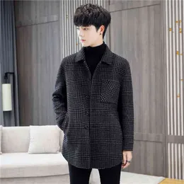 Plaid alla moda in lana in lana a due lati in lana autunno e inverno nuova risvolto giovanile tuta sottile cappotto di tweed