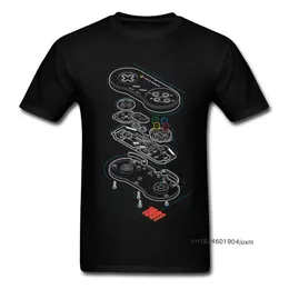 Custom T-shirt Gamer T Shirt Men Controller Anatomy Topy Tees Hip Hop Streetwear Studenci Arcade Tshirt Czarny Odzież Bawełna 210706