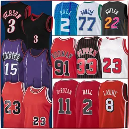 Vince 15 Carter Basketball Jersey 33 Scottie Rodman Pippen 91 Dennis 1997 1998 Lonzo 2 Ball DeMar 11 DeRozan Allen Rose Iverson Zach 8 LaVine