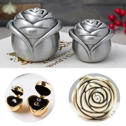 Vintage Rose Flower Jewelry Box Gift Wrap Metal High End Proposal Ring Boxes Valentine's Day Gifts