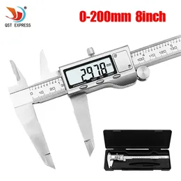 0-200mm 8 cali ze stali nierdzewnej Elektroniczny Vernier Caliper LCD Digital Gauge Stainless + Box 210922