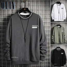 Oein 2021 Fashion Hoodies Men Round Collar Solid Color Mens Sweatshirts Autumn Long Sleeve Streetwear Male Casual Pullovers