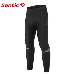 Pantaloni da corsa Santic Calzamaglia da ciclismo da uomo 4D Imbottito MTB Bici da strada Pile Termico Alta elasticità Ourdoor Sport Leggings da equitazione in montagna