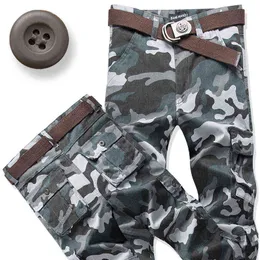 2021 homens soltos em linha reta multi-bolso camuflagem workwear calças H1223