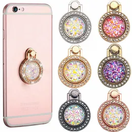 Round Metal Diamond Bling Finger Ring Holder Stand 360 degree rotation Phone Bracket For iPhone Samsung MOTO LG OnePlus Huawei XiaoMi Mobile Sticker