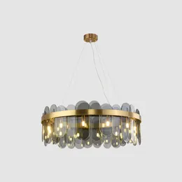 Nordic Glass Gold Żyrandol Oświetlenie Sufit LED Lampy wiszące Nowoczesna jadalnia Kuchnia Lekki Oprawy Home Decor Oprawa