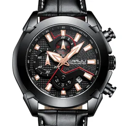 Reloj Hombre Męskie Zegarek Luminous CrRju Luksusowy Calander Business Watch Mens Chronograph Sport Skórzane zegarki Wodoodporny Zegar 210517