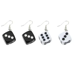 Personality Funny Acrylic 3D Dice Earrings Dangle Cool Punk Drop Earring Tassel Women Men Jewelry