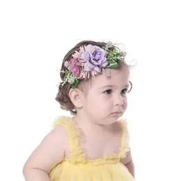 A878ヨーロッパの赤ちゃん女の子フロールヘッドバンドキッズ花クラウン写真小道具ヘアバンド造花ヘアバンドアクセサリー