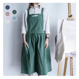 Фартуки Nordic Simple Florist Arpron Cotton Linen Genering Coffee Shops Kitchen Woman для приготовления ресторана для выпечки GH1051